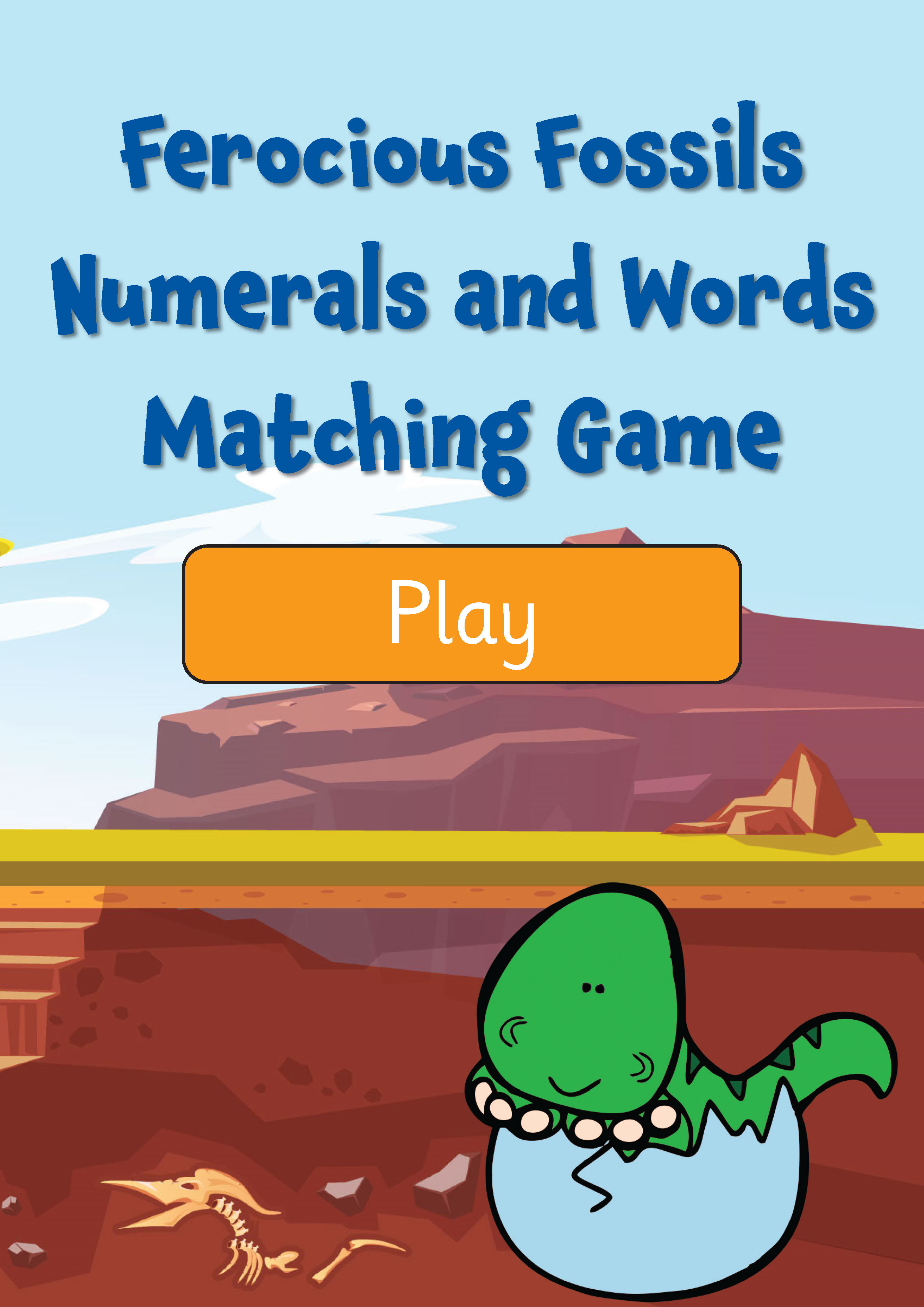 Ferocious Fossils Numerals and Words Matching Game (Reception & Years 1-2)
