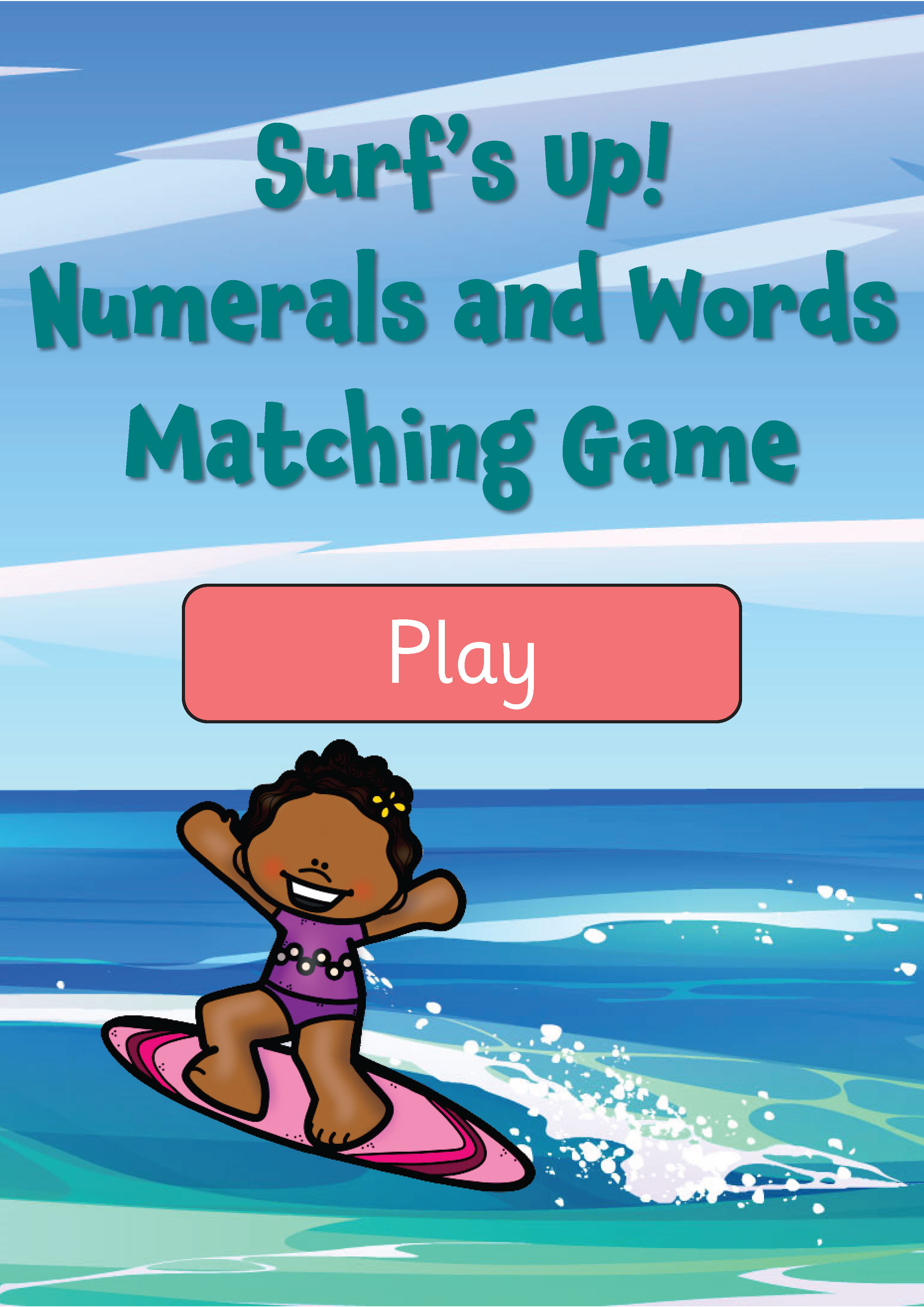 Surf's Up! Numerals and Words Matching Game (Reception & Years 1-2) 